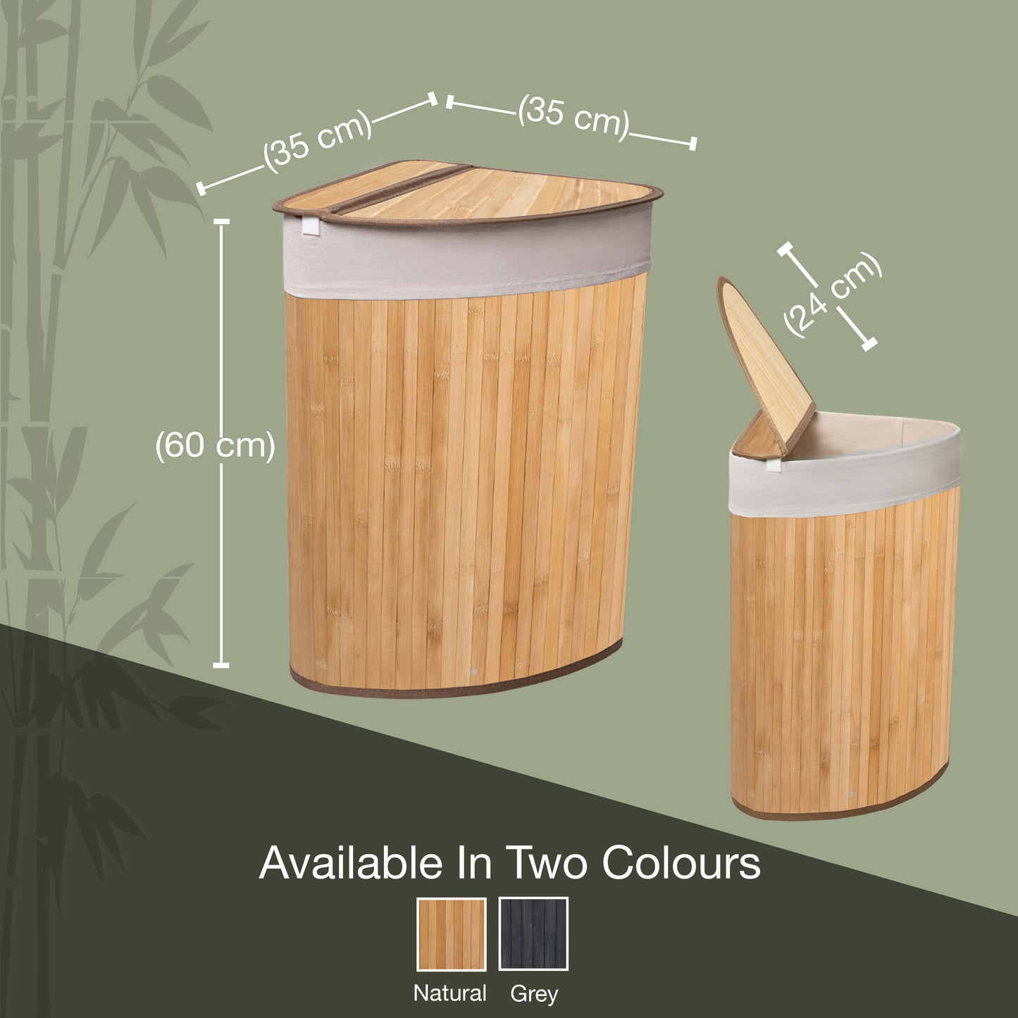 KNIGHT's bamboo corner laundry hamper -Natural