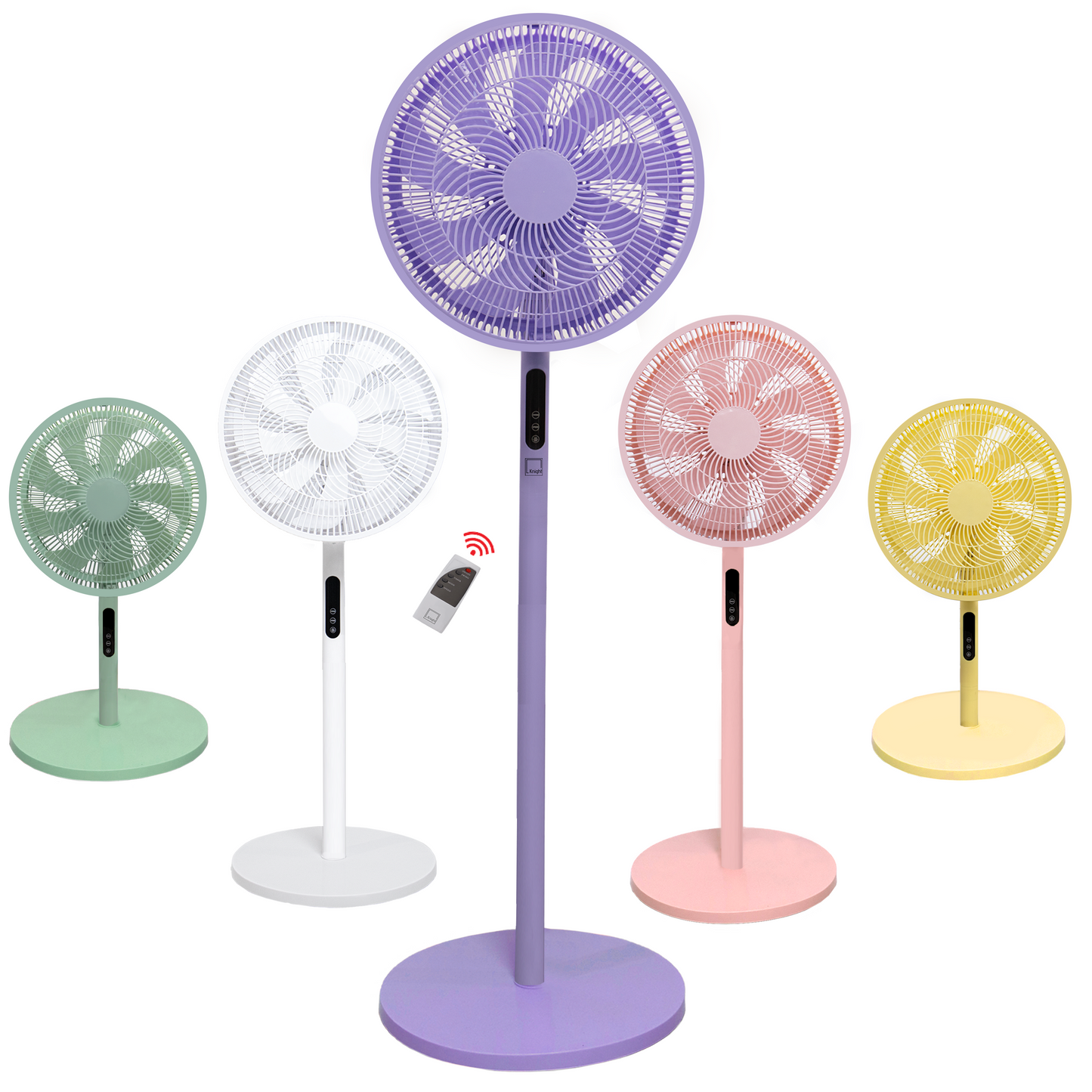 Knight 2 in 1 16" Pedestal Stand & Desk Fan | Remote Control, Timer, 3 speed Setting | 10 Blades Turbo Wind | Round Base Fan | Oscillation | Easy Assemble - No Tools | Detachable & Washable Head|Lavender Purple