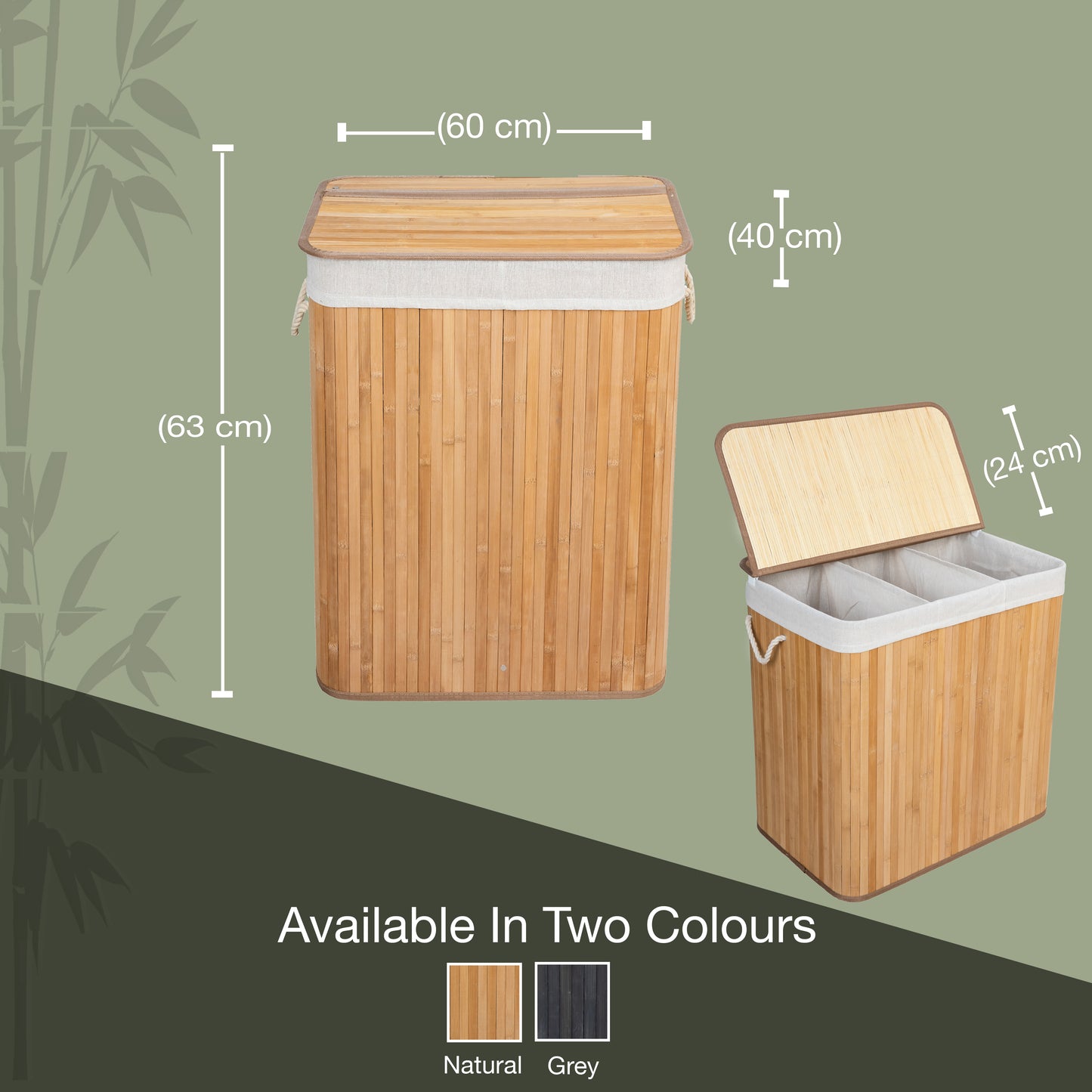 KNIGHT Bamboo Laundry Hamper 105L - Natural
