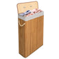 KNIGHT Bamboo Laundry Basket, 56L Laundry Hamper with Removable Washable Lining, Easy Assemble Easy Folding Storage Bin 40x18x60 cm ( Natural)