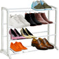 Knight 4-Tier Shoe Rack Extendable, for Living Room, Hallway and Cloakroom, Stores up to 12 Pairs of Shoes, Sturdy Design, Space Saving - (L) 65cm x (W) 16.5cm x (H) 50cm (White)