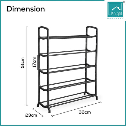 Knight 5 Tier Shoe Rack | Space Saving Shoe Storage Holds 15-20 Pairs of Shoes | Sturdy Shoe Organiser for Living Room, Hallway, Cloakroom | Matt Finish