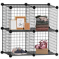 4 Cube Interlocking Storage Rack | Metal Wire Mesh Shelves | Combination Display Stand Unit | Large Capacity | Free Rubber Mallet | 62x31x62cm | Black