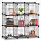9 Cube Interlocking Storage Rack with Metal Wire Mesh Shelves | Cube Bookcase | Multifunctional Wire Fence Display Stand Unit Cabinet Large Capacity with Free Rubber Mallet