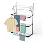 3-Tier Over The Door Clothes Airer | Foldable Clothes Rail with Corner Spaces for Hangers | Sturdy Hanging Washing Laundry Airer | Indoor Clothes Drying Rack for Small Spaces (Grey)