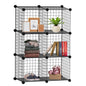 6 Cube Interlocking Storage Rack | Metal Wire Mesh Shelves | Metal Wire Fence| Combination Display Stand Unit | Large Capacity | Free Rubber Mallet | 62 x 31 x 93 cm | Black