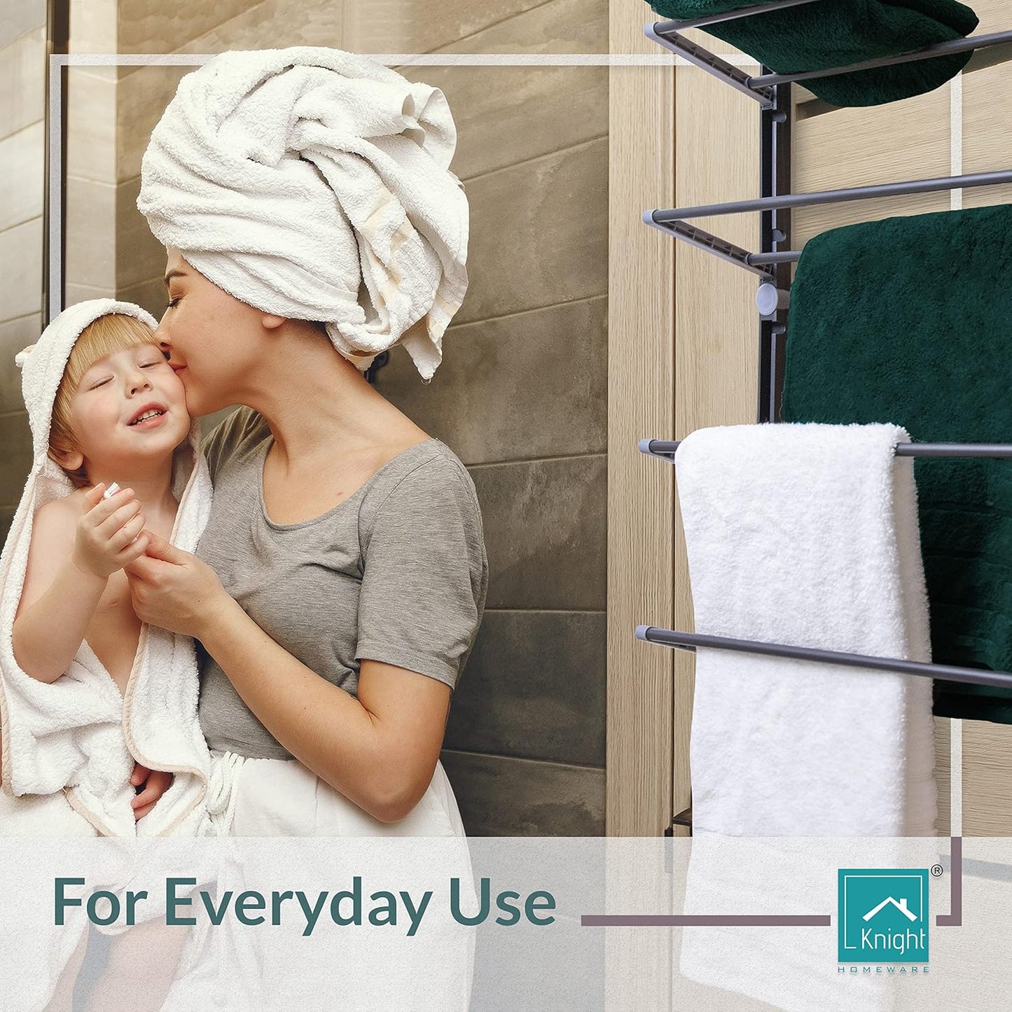 Over the Door Towel Rack, Space Saving Hanging for Any Door Types in the Bathroom. Fold up non-slip metal bars. 4 Tier household organiser hand towels. Quick assembly [Grey] (4 Tier)