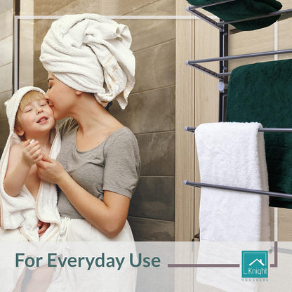 Over the Door Towel Rack, Space Saving Hanging for Any Door Types in the Bathroom. Fold up non-slip metal bars. 4 Tier household organiser hand towels. Quick assembly [Grey] (4 Tier)