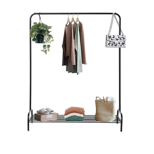 Knight Metal Garment Rack | Heavy Duty Clothes Rail & Coat Stand | Multifunctional Clothes Racks with Storage Shelves for Hanging Clothes | Freestanding Clothes Rails For Bedroom Office Shop (1-Tier)