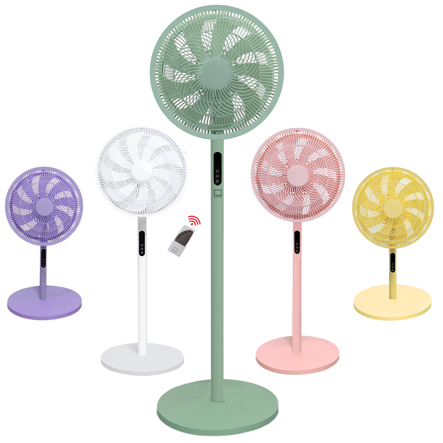 Knight 2 in 1 16" Pedestal Stand & Desk Fan | Remote Control, Timer, 3 speed Setting | 10 Blades Turbo Wind | Round Base Fan | Oscillation | Easy Assemble - No Tools | Detachable & Washable Head. [Energy Class A+++]-Mint Green