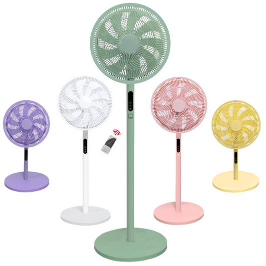 Knight 2 in 1 16" Pedestal Stand & Desk Fan | Remote Control, Timer, 3 speed Setting | 10 Blades Turbo Wind | Round Base Fan | Oscillation | Easy Assemble - No Tools | Detachable & Washable Head. [Energy Class A+++]-Mint Green