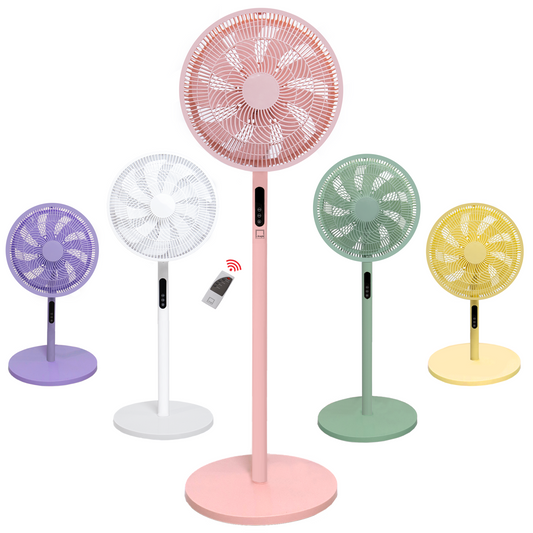 Knight 2 in 1 16" Pedestal Stand & Desk Fan | Remote Control, Timer, 3 speed Setting | 10 Blades Turbo Wind | Round Base Fan | Oscillation | Easy Assemble - No Tools | Detachable & Washable Head. [Energy Class A+++]-Candy Pink