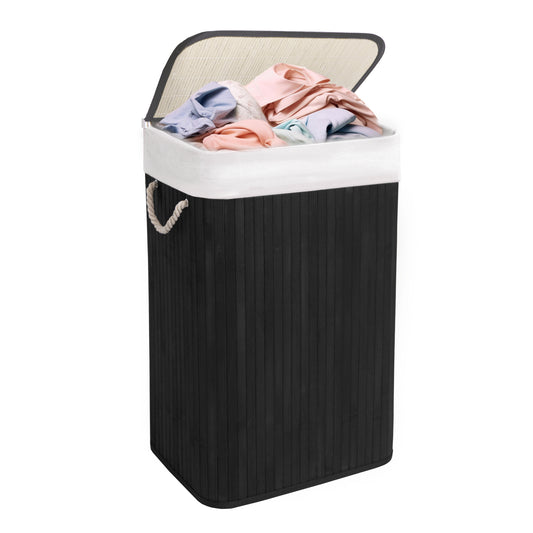 KNIGHT Bamboo Laundry Basket, 72L- Black