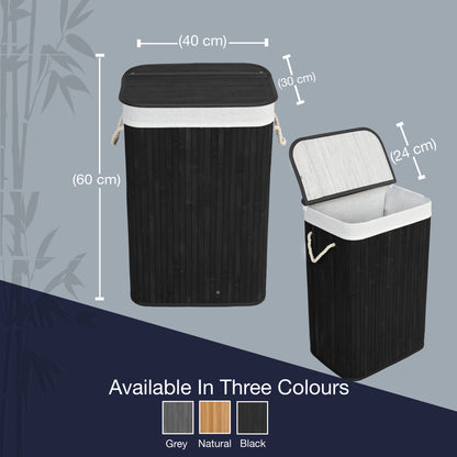 KNIGHT Bamboo Laundry Basket, 72L- Black