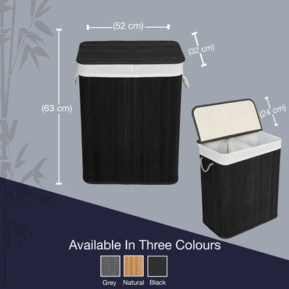 KNIGHT Bamboo Laundry Hamper 105L - Black