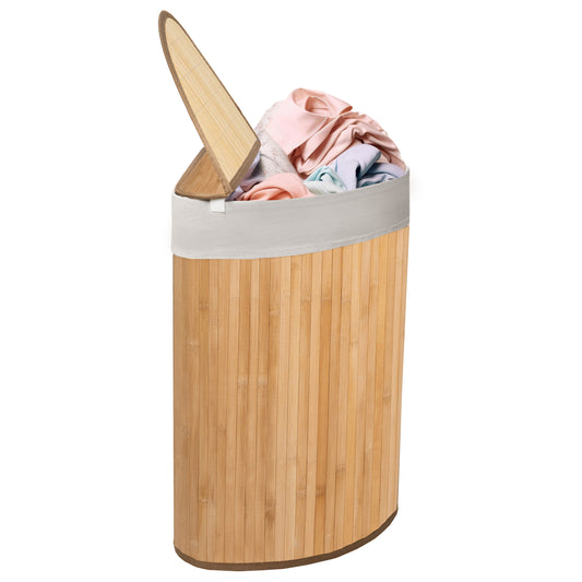 KNIGHT's bamboo corner laundry hamper -Natural