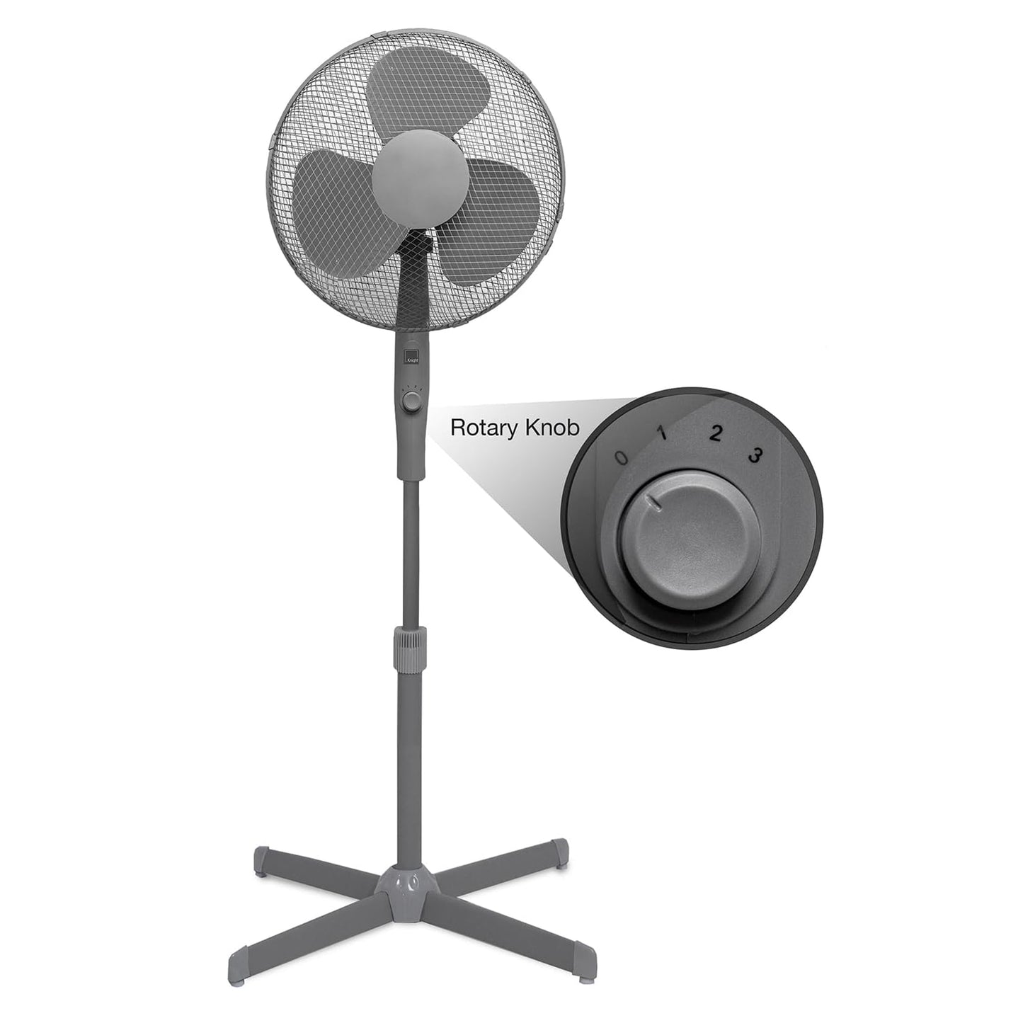 16" Standing Pedestal Fan in Matt Grey – Quiet Operation | Adjustable Height to 140cm | Oscillating & Tilting Head | Energy Efficient [A+++ Rated] | Rotary Speed Control for Home, Office & Bedroom [Energy Class A+++]