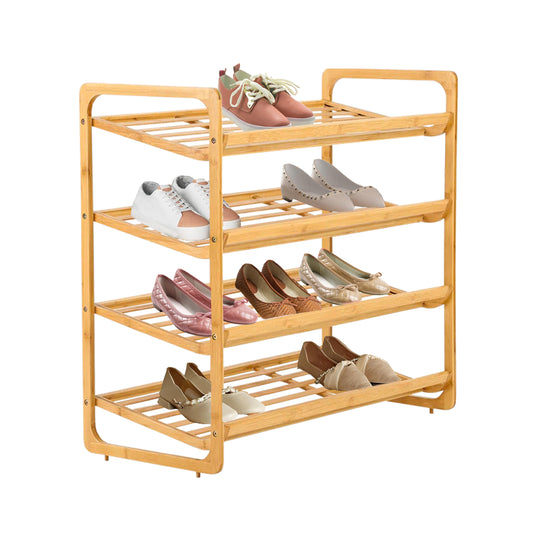 Knight 4 TIER Bamboo Shoe Rack,100% Natural & Renewable, Super Strong Heavy Duty Durable Wooden Shoe Rack Stand Storage Organiser (4 Tier (L71 x W33 x H68 cm))