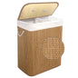 KNIGHT Bamboo Laundry Basket, 105L Laundry Hamper with Removable Washable Lining, Easy Assemble Easy Folding Storage Bin 40x18x60 cm (Micro weave- Natural)