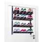 Over The Door Shoe Storage Organiser | 4Tier Hanging Shoe Rack Holds 12 Pairs | Space-Saving Shoe Organiser for Bedroom, Hallway | Foldable Non-Slip Metal(4 Tier)