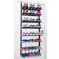 Over Door Shoe Storage Organiser | 8 Tier Hanging Shoe Rack Holder | Space-Saving Shelf Holder for Bedroom, Hallway | Holds 24 Pairs | Foldable Non-Slip Metal (8 Tier)