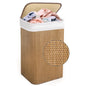 KNIGHT Bamboo Laundry Basket, 72L Laundry Hamper with Removeable Washable Lining, Easy Assemble Easy Folding Storage Bin 40x30x60 cm (Micro weave- Natural)
